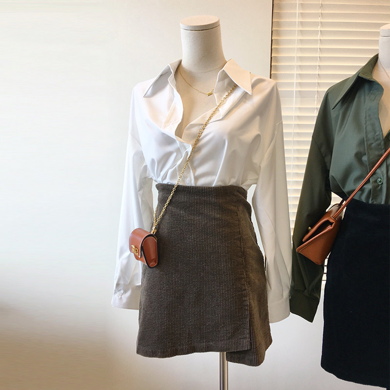 港味复古百搭a字灯芯绒半身裙