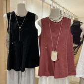 娃娃衫 棉麻背心女夏外穿韩版 设计感别致宽松a字甜美洋气无袖 上衣