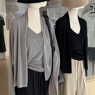 老钱风针织开衫女秋新款外披长袖宽松法式气质简约高级感披肩外套