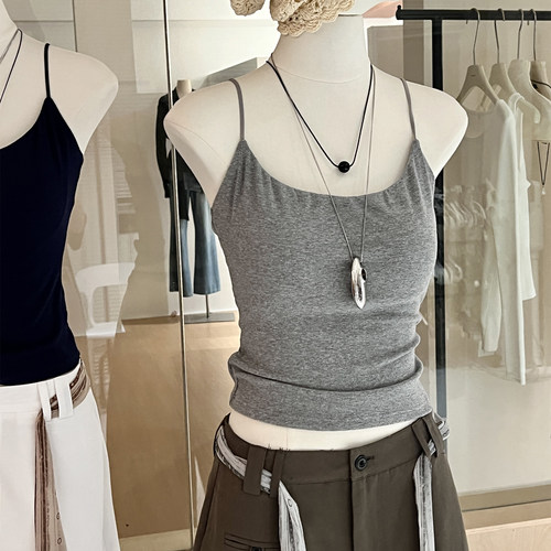 简约百搭带胸垫细吊带小背心修身