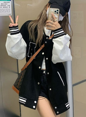 原宿风复合绒宽松休闲短外套女潮