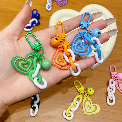 ins韩风撞色爱心钥匙扣