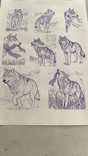 狼格林葫芦烙画转印贴纸雕刻贴纸油葫芦烫画图案线条一张送油