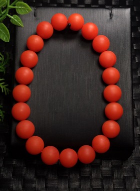 天然保山南红单圈手链 满色满肉 颜色油润细腻 9.8毫米 重26.73克