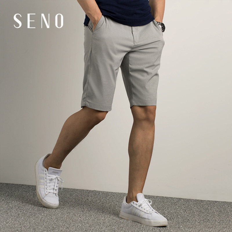 SENO夏季弹力裤子男短裤灰色商务休闲男裤子韩版潮流五分裤休闲裤