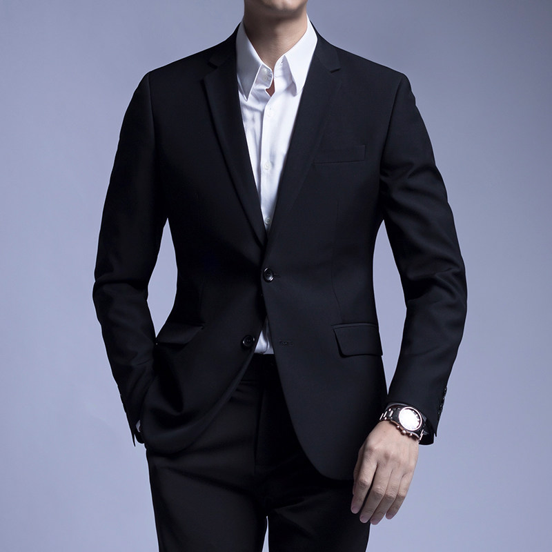 商务休闲修身上班两件套男士西服