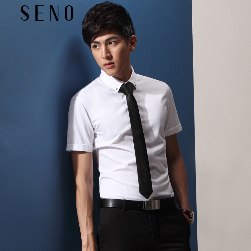 seno夏季白色短袖衬衫职业上班