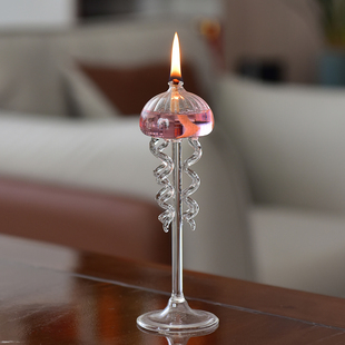 创意欧式 章鱼玻璃烛台摆件高脚浪漫烛光晚餐现代家用无烟酥油灯
