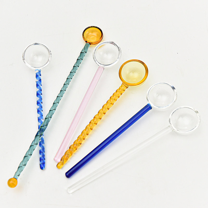 创意ins风糖果系列彩色玻璃勺螺旋小勺子可爱长柄咖啡搅拌勺汤匙