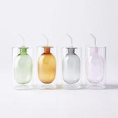 创意双层玻璃油壶油罐醋罐调料瓶调料瓶橄榄油壶透明彩色家用