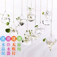[悬挂式透明水培玻璃圣诞节绿萝壁挂墙上花瓶简约现代园艺小吊瓶]