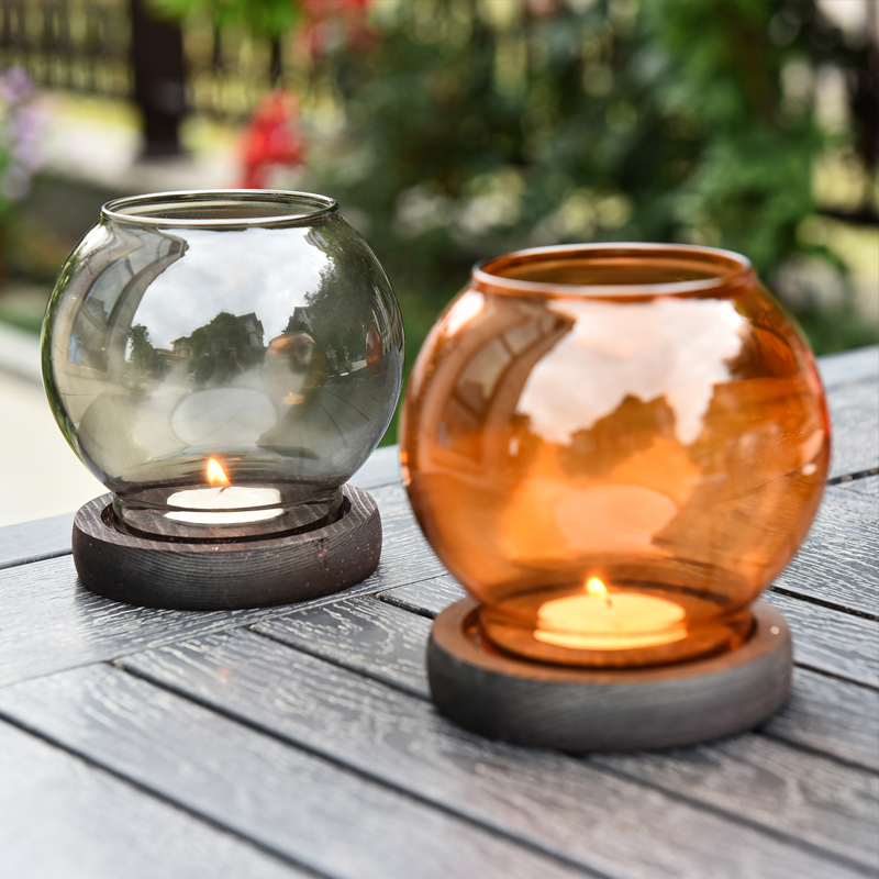 彩色玻璃烛台烛光晚餐蜡烛灯