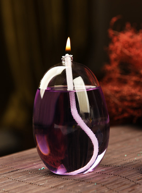 创意无烟玻璃油灯欧式烛台家居摆件结婚礼物送灯油特色礼物酥油灯