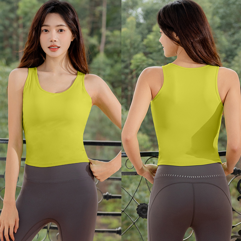 依琦莲瑜伽服女上衣裸感锦纶一体杯普拉提运动服健身服强包裹背心