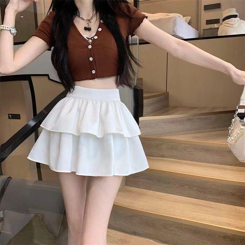 百褶半身裙白色大码蛋糕裙短裙