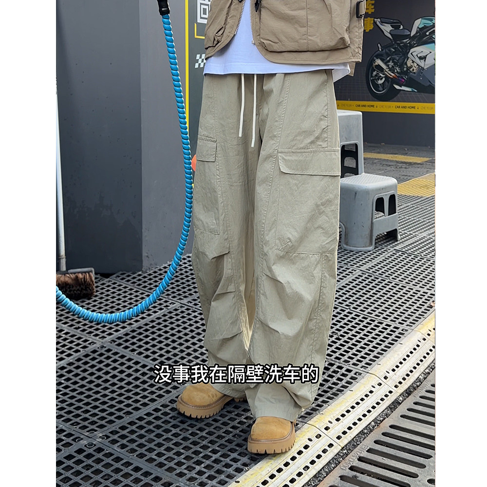 夏季薄款速干裤宽松弯刀工装裤男图片