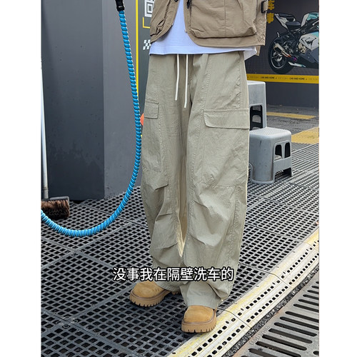 夏季薄款速干裤宽松弯刀工装裤男