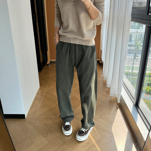 纯棉直筒工装裤喇弯刀小脚休闲裤