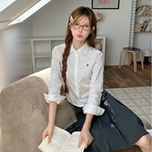 白色长袖 衬衫 通勤百搭衬衣女秋小个子时尚 东京岁时记新款 制服套装