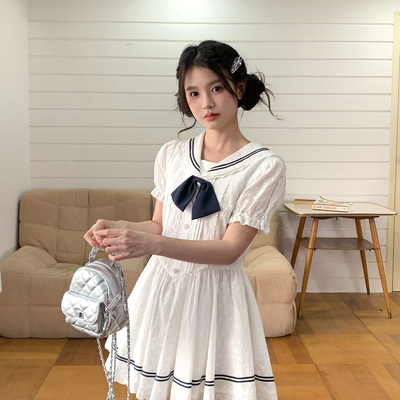 东京岁时记jk白色海军领连衣裙女