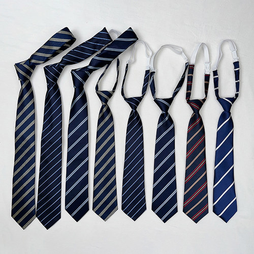 学院风条纹可爱手打免打领带日系