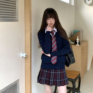 毛衣外套女 日系学院风绀色长袖 东京岁时记jk制服针织开衫 春秋新款