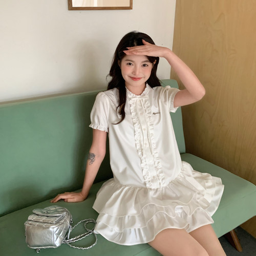东京岁时记jk甜美白色花边连衣裙