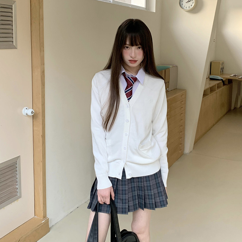 东京岁时记jk制服毛衣外套女春秋学院风白色针织开衫上衣日系百搭,女装/女士精品,毛针织衫,淘宝优惠券,粉丝福利购,淘宝优惠卷