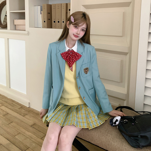 上衣 春装 东京岁时记jk原创正版 薄荷绿西服女小个子学院风制服套装