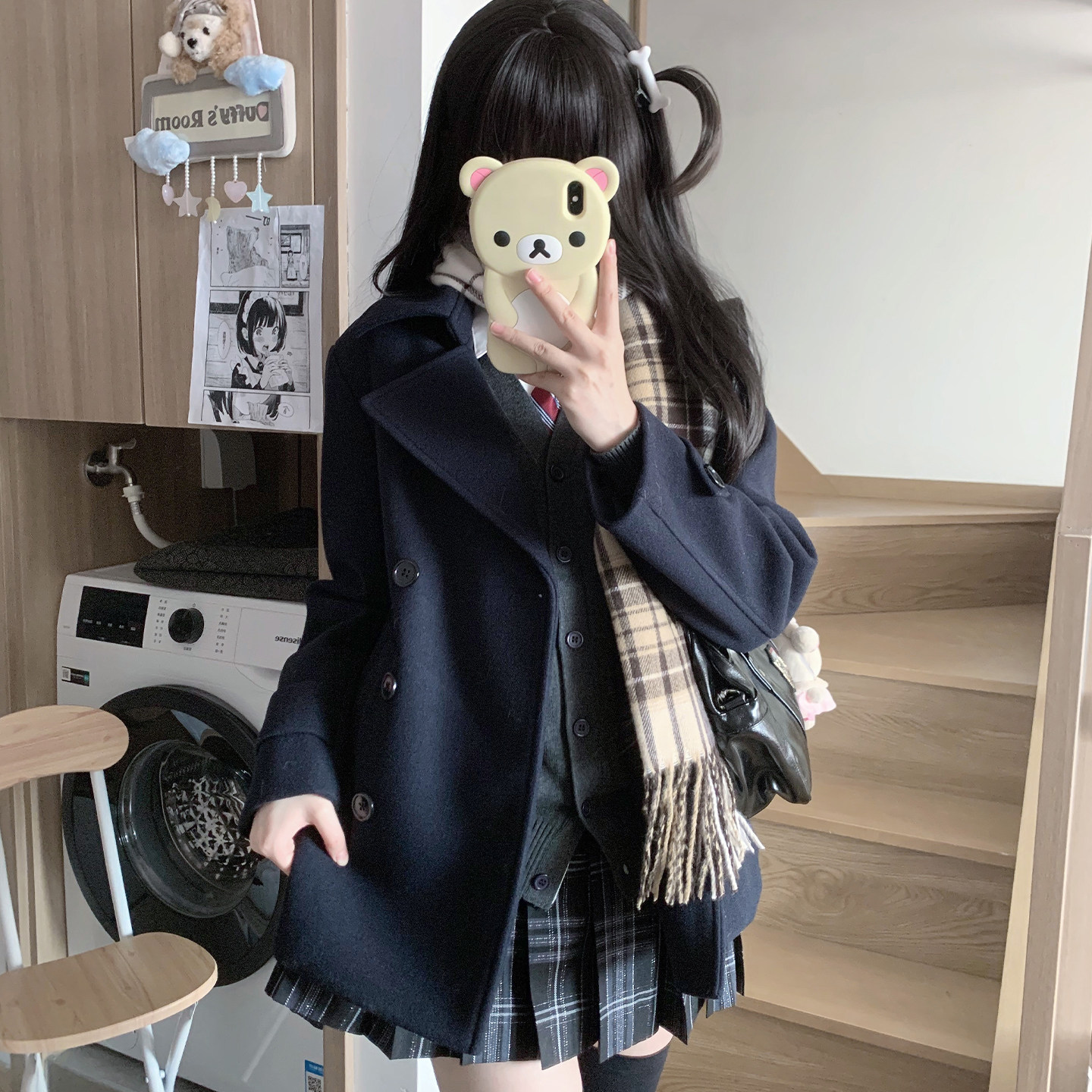 东京岁时记jk秋冬学院风双排扣夹棉大衣女小个子藏青色西装领外套,模玩/动漫/周边/娃圈三坑/桌游,JK制服/DK制服/学生装cos,淘宝优惠券,粉丝福利购,淘宝优惠卷