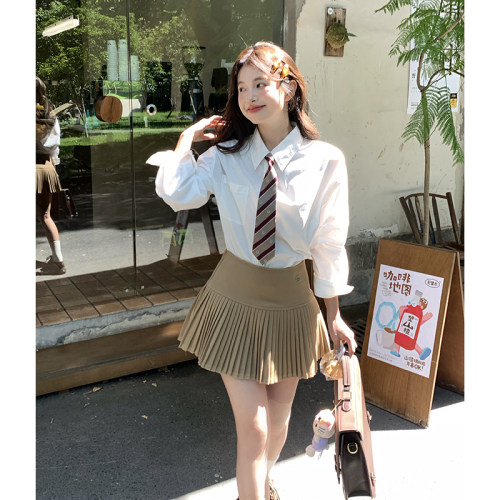 正版jk制服百褶裙卡其色半身裙