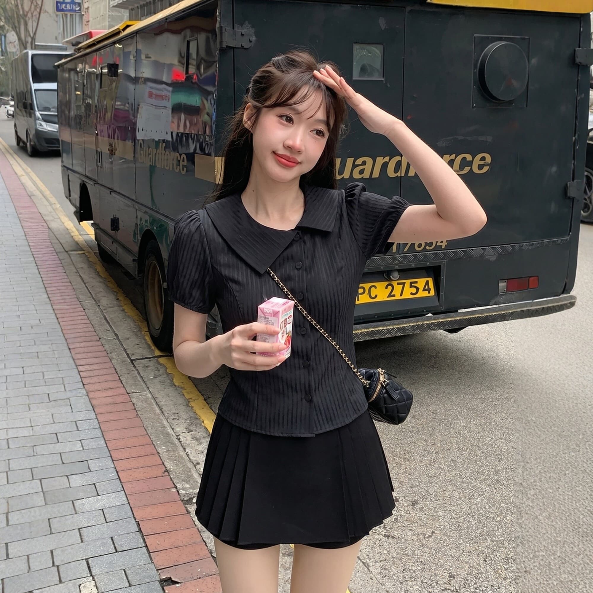 东京岁时记jk短袖衬衫女条纹上衣图片