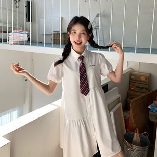 东京岁时记jk新款 白色连衣裙女夏初恋小白裙甜美日系学院风娃娃裙