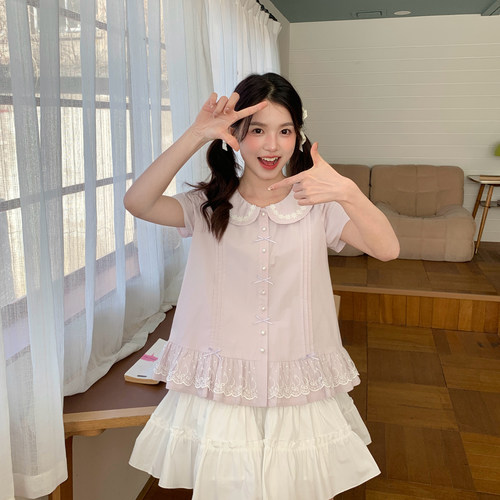 东京岁时记jk芋紫色娃娃领衬衫女