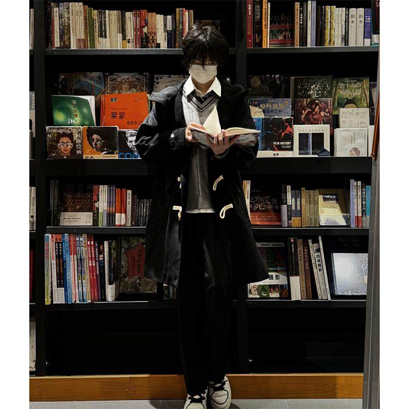 dk制服大衣黑色秋冬学院风