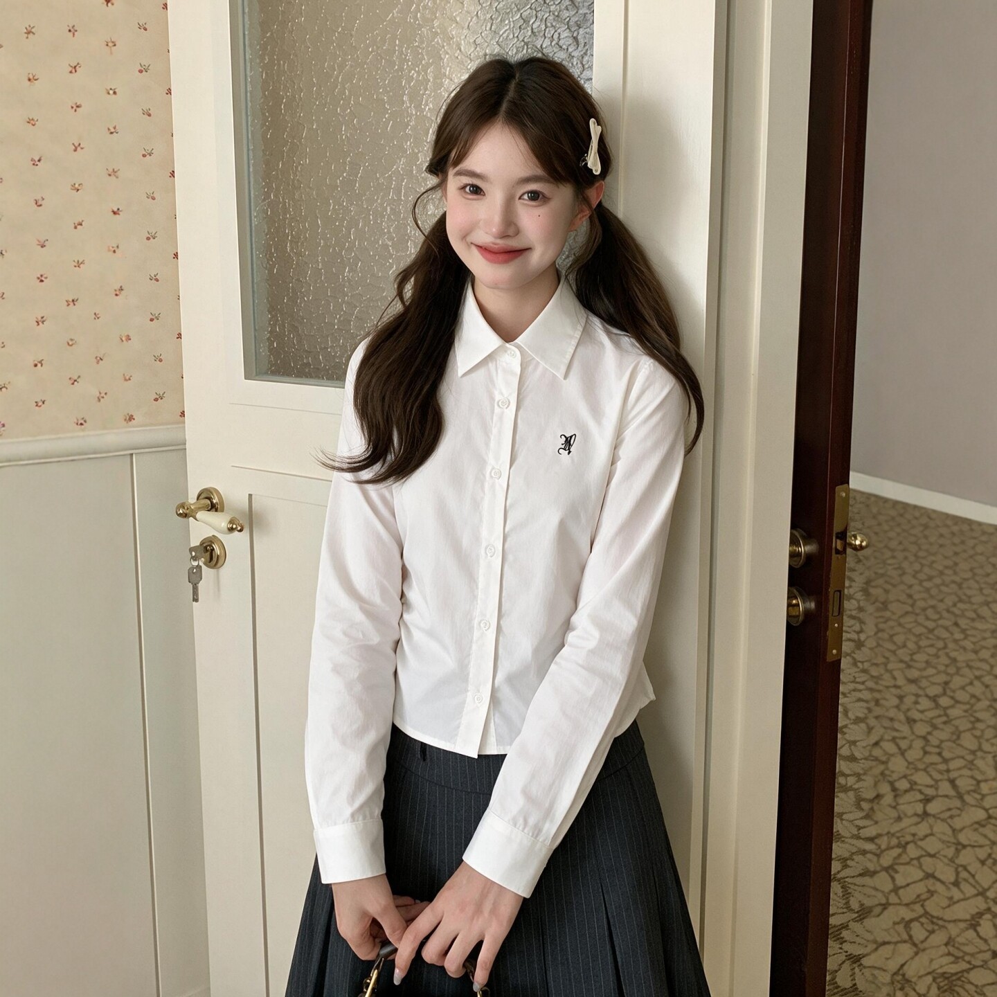 东京岁时记jk白色收腰长袖衬衫学院风减龄百搭上衣秋季女士白衬衣