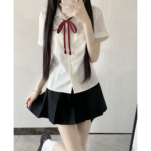 日系学院风黑色箱褶裙女夏新款