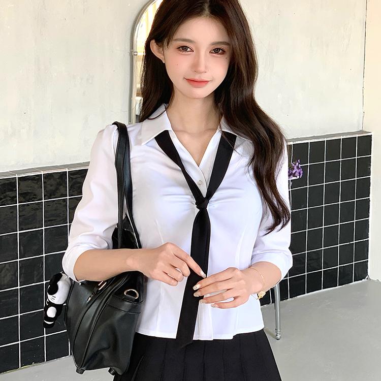 jk制服日系学院风白色衬衫女