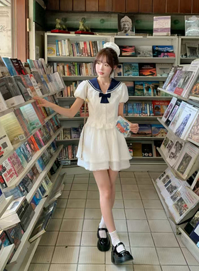 东京岁时记jk裙子女2026春新款白色连衣裙女小个子修身高级感减龄