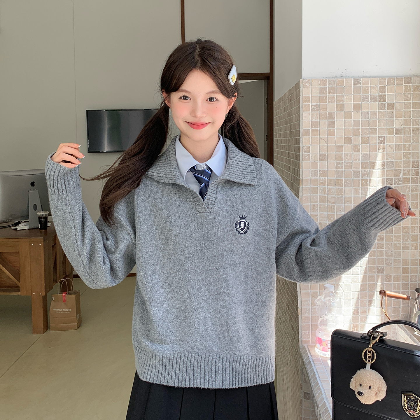 学院风针织衫女秋冬新款