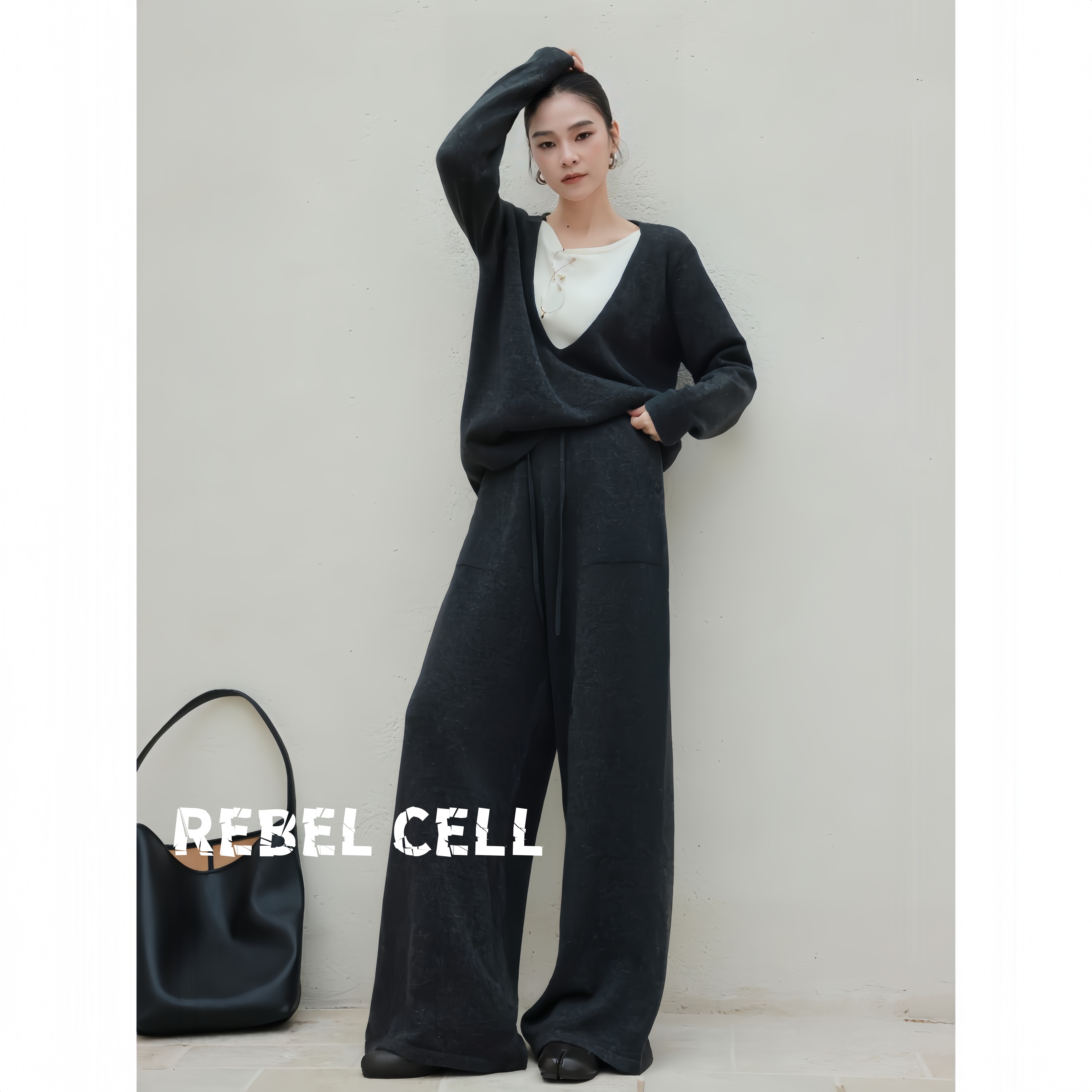 老钱风松弛感假两件针织衫套装