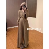 CELL辣妹炸街短款 新款 针织衫 REBEL 套装 春季 休闲显瘦阔腿裤 两件套