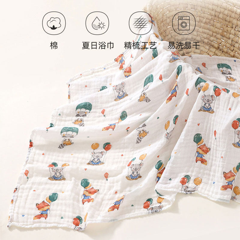 三层纱布婴幼儿浴巾夏季薄款宝宝洗澡巾初生儿包单裹单夏凉被襁褓