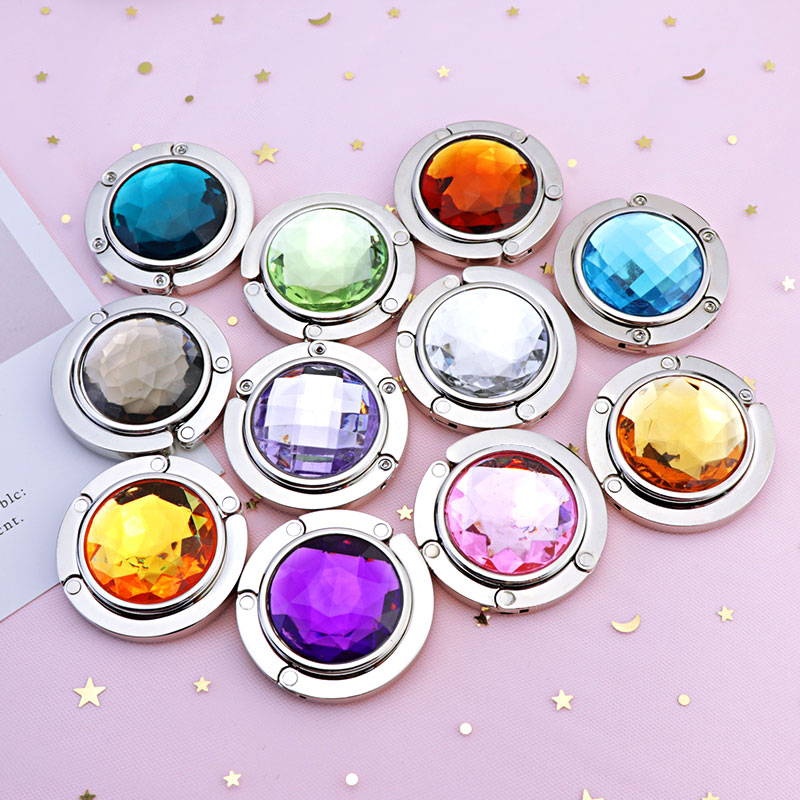 圆形亚克力钻石女生可折叠挂包钩