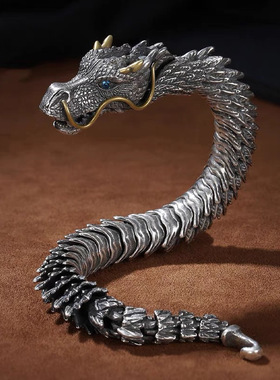 2025时尚原创手工复古龙头手链男士霸气个性潮收藏级饰品