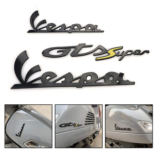 适用比亚乔vespa改装 冲刺150GTS300黑化贴纸品牌标立体车贴车标