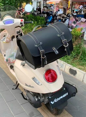 适用Vespa NS125LA摩托车后尾包电动车复古后备箱包防水后尾箱包