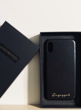 namecase#字母定制烫金皮质真皮PU高端小众logo商务手机壳iPhone