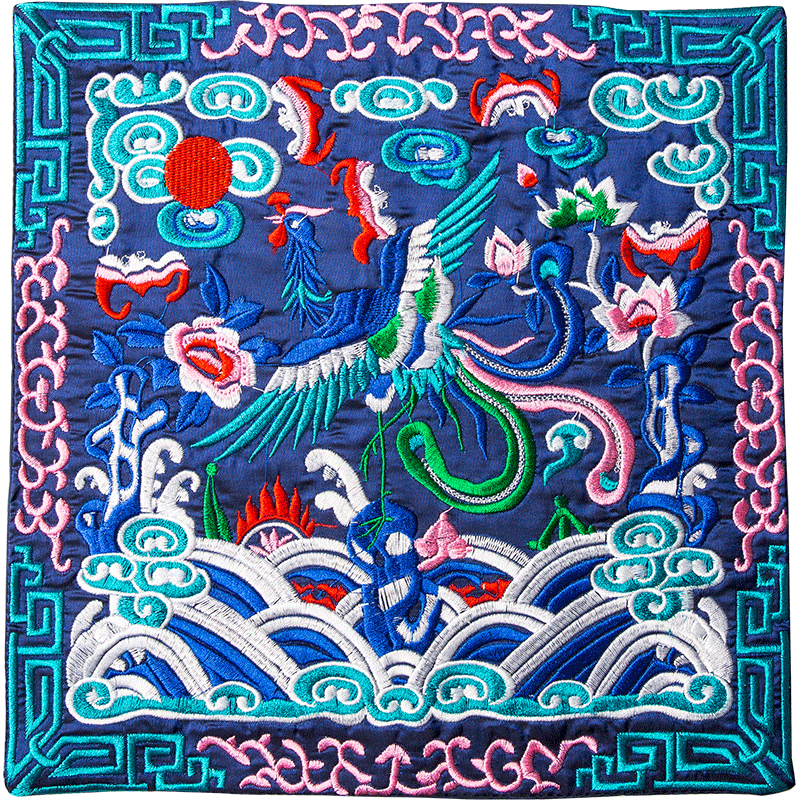 中國(guó)風(fēng)鳳凰補(bǔ)子刺繡茶墊宮廷風(fēng)茶席防燙隔熱墊子出國(guó)送老外禮品