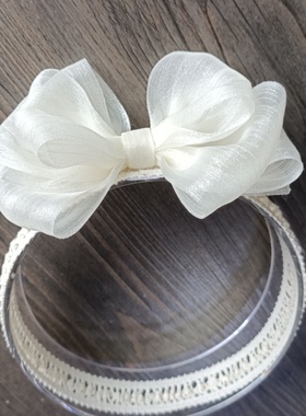 超仙纱蝴蝶结发饰夏季婴儿发带女宝宝满月百天周岁头饰不勒头花